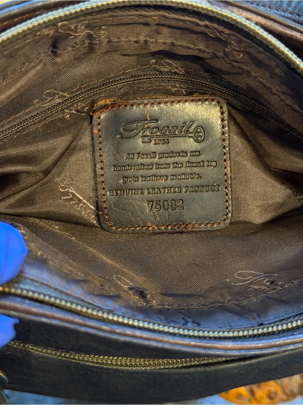 Vintage Fossil 1954 Chocolate Brown Leather Shoulder Bag Purse 75082 Y2K